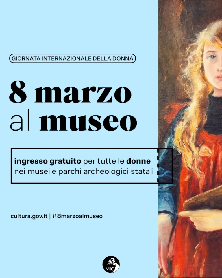 Locandina istituzionale del Ministero della Cultura per la Giornata Internazionale della Donna.